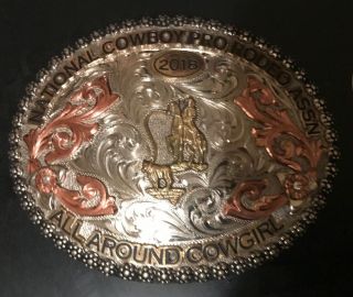 Trophy Rodeo Champion Belt Buckle All Around Cowgirl Horse Rider Calf Roper