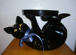 Vintage Ceramic Black Cat Large 1950 