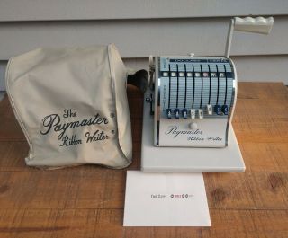 Vintage Paymaster Ribbon Writer Series 8000 Check Writer With Key And Cover