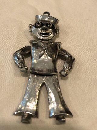 Vtg Navy Sailor Silver Metal Pendant Keychain Articulated