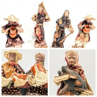 Mexican Folk Art Vintage Handmade Paper Mache Doll Figurine Rustic Style Husk