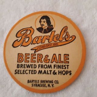 Bartels Beer & Ale Coaster -,  Syracuse York Ny - Bat - 1