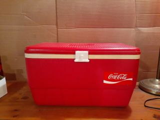 Vintage Red Igloo Coca - Cola Coke Cooler Ice Chest Usa 24 " X14 " X14 " 1970s