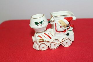 Vintage Santa Train Engine Candle Holder W/bell & Gift Japan