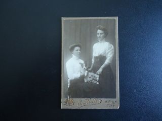 Antique Cdv Photograph Of 2 Women And A Dog