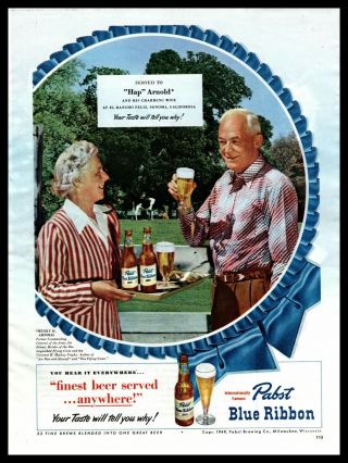 1949 Hap Arnold Rancho Feliz Sonoma California Pabst Blue Ribbon Beer Print Ad