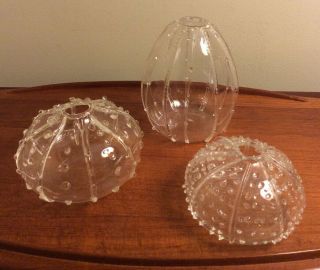 Vintage Hand Blown Juliska Sea Urchin Shell Art Glass Set Of 3 Bud Vase Great