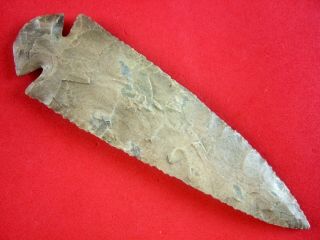 Indian Artifact 4 5/8 Inch Missouri Dovetail Point Indian Arrowheads