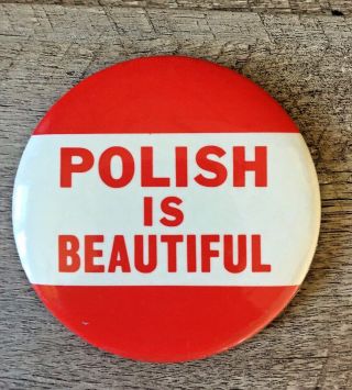 Vintage Polish Is Red And White Poland Polski Pride Novelty Pin Button