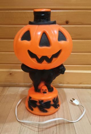 Vtg 14 " Empire Pumpkin Top Hat Black Cat Witch Skull Halloween Lamp Blow Mold