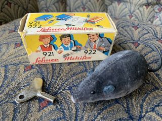 Vintage Schuco Mikifex Mouse Wind - Up Toy W/ Key Germany Great Cond.  W/box