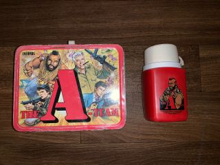 Vintage 1983 The A - Team Metal Lunch Box And Thermos