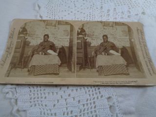 Antique Stereoscope Stereoview Card Black Americana Women Spanking Child