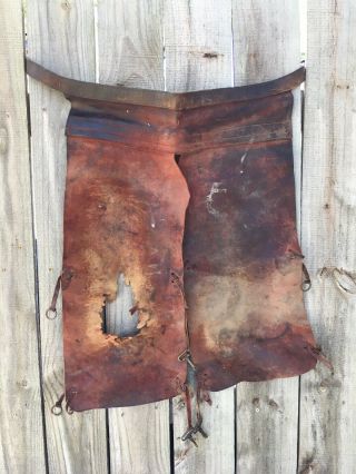 Vintage Leather Chaps Western Cowboy Ranch Riding Décor Very Worn Barn Find