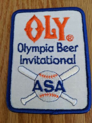 Vintage Oly Olympia Beer Invitational Asa Advertising Patches Old Stock