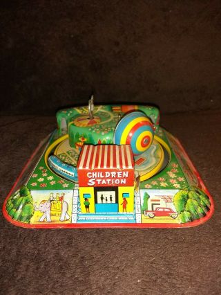 Vintage Tin Litho Train Wind Up Toy Children Station Great Shape Marx?