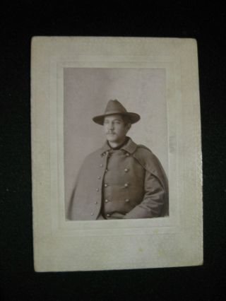 Spanish American War Photograph Of Soldier In Uniform.  3 " X 4 "