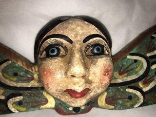 VINTAGE Mexican Folk Art Colonial Carved Wood Wing Angel 2