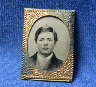 Civil War To 1900s Tin Type Photo In Copper Frame