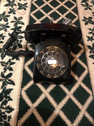 Vintage Black Rotary Desk Phone Western Electric Bell System - Fixed Great