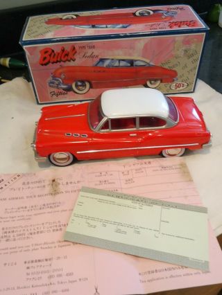 Vintage Tin Friction 1950 Buick Sedan Car Made In Japan By 50 