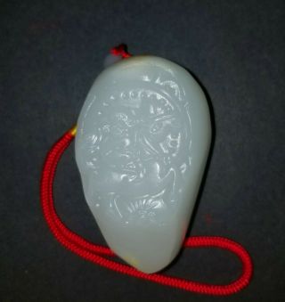 White Jade Cobble Hotan Pendant,  Carved Monkey and Horse,  Natural and Fortune 3