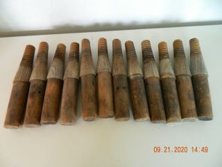 Vintage 12 Wooden Screw Peg,  Pin,  For Ceramic,  Or Glass Pole Line Insulators,