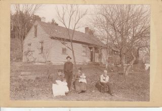 Cabinet Card W Family Posing In Front Of Their House In Ashfield Mass 1899