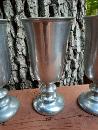 6 Vintage Wilton Pewter Rwp Armetale Plough Tavern Goblets 7 - 1/8 " Made In Usa