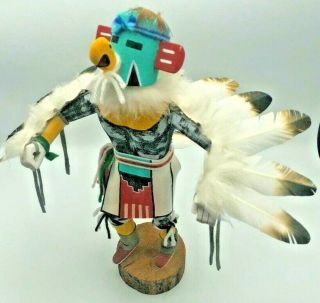 Authentic Native American Navajo Handmade Kachina Doll Wood Feathers