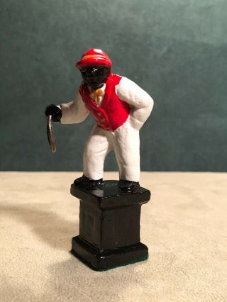 Miniature Solid Cast Metal Lawn Jockey,  3 1/2 Inches,  Hard To Find