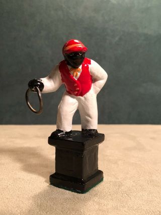 Miniature Solid Cast Metal Lawn Jockey,  3 1/2 Inches,  Hard To Find 2