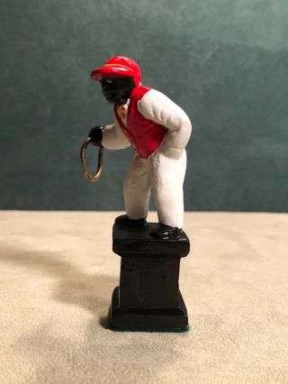 Miniature Solid Cast Metal Lawn Jockey,  3 1/2 Inches,  Hard To Find 3
