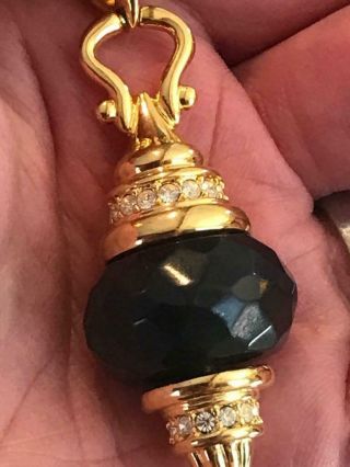 Vintage Nolan Miller Black Onyx Swarovski Crystals Gold Pl Chain Hq Necklace