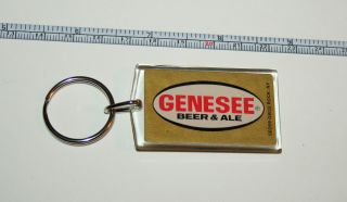 Vintage Genesee Beer & Ale Brewing Ad Promo Plastic Fob 1970s Key Chain Nos