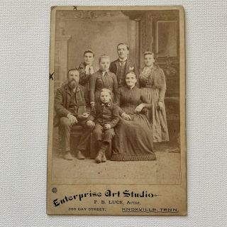 Antique Cabinet Card Photograph Big Family Man Woman Children Knoxville,  Tn Id