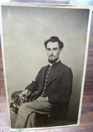 Union Civil War Soldier Seated In Uniform,  No Imprint / Clear & Crisp