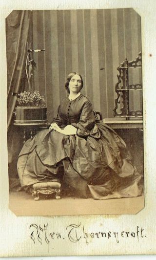 Victorian Cdv Type Photo Lady Mrs Thorneycroft Long Dress Seated
