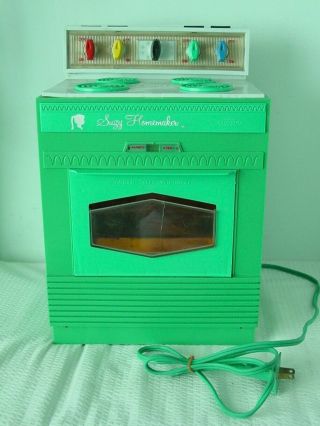 Vintage Suzy Homemaker Oven Stove Teal 1968 Mid Century Topper Toy Ideal
