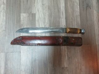 Rare Orig Bowie Knife " 17 & 1/4 Inches Long " Karl Schlieper Solingen " Serrated "