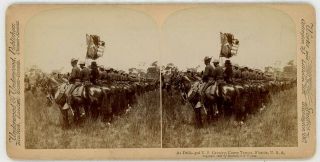 Spanish American War Camp Tampa 3rd U S Cavalry At Drill Stereoview 21557