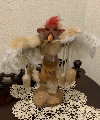 Vintage Signed By Artist Kachina Doll Red Tail Hawk Native American Hopi Zuni