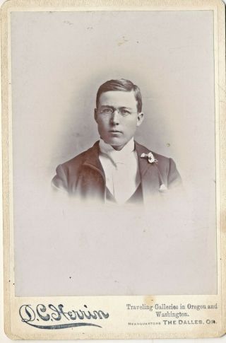 1880 - 1889 Sepia Cc The Dalles Oregon Man With Spectacles,  White Tie Photograph