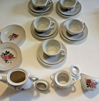 Vintage Child ' s 23 Piece Tea Set Japan Box Rose Pattern 2