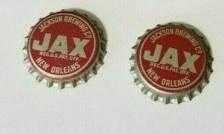 2 Vtg Jax Beer Cork Lined Bottle Cap Jackson Brewing Co Orleans,  La