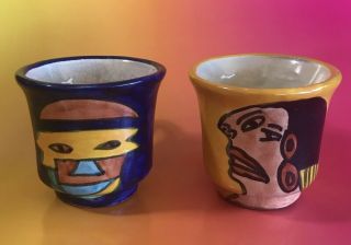 Amora Mexican Pottery Picasso Style Mug Cup Mugs Mid Century Modern Folk Art