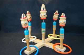 Vintage Wooden Pinocchio Ring Toss Game Made In Japan