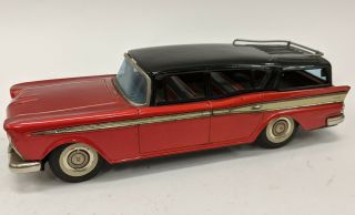 Vintage Bandai Japan Tin Friction Drive Red Rambler Toy Station Wagon Car