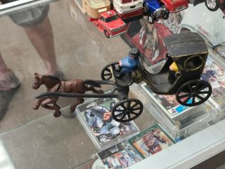 Vintage Antique Cast Iron Toy Horse Drawn Buggy Carriage