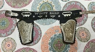 Vintage “wyatt Earp - King Of The Wild West” Leather/tin Embossed Cap Gun Holster